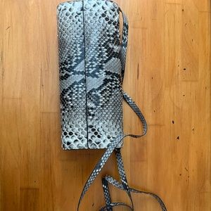 W. Kleinberg Python Classic Clutch with Cross-Body Strap